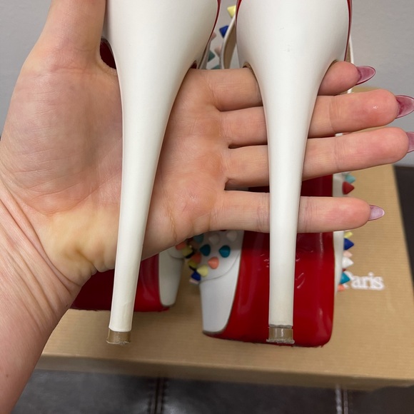 ***SOLD*** Christian Louboutin Lady Peep Sling Spike Pumps 36 - Picture 2 of 15